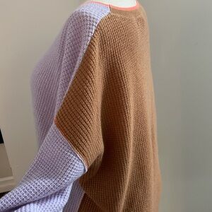 Lisa Todd Lavender Sweater with Neon Accents Colorblock Cashmere Medium NWT